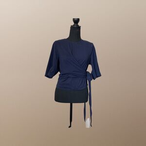 Short Sleeved Wrap Navy